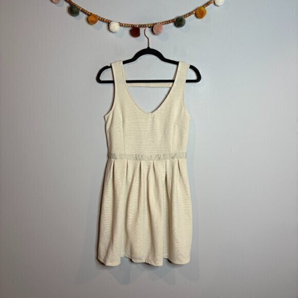 NWT American Eagle cream ribbed open back dress - Picture 1 of 5